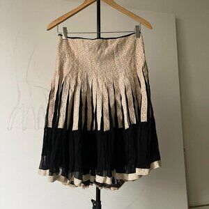Vintage 90s y2k Bebe black silk beige creamy pleated skirt
